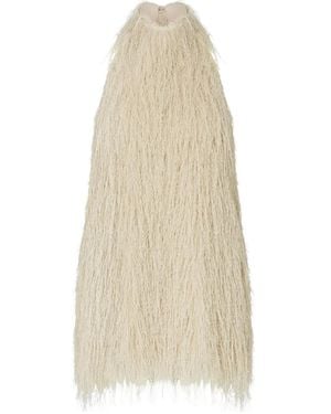 Liu Jo Short Dress With Frayed Fabric - White