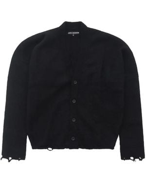 Junya Watanabe Distressed Asymmetric Cardigan - Black