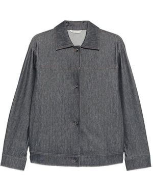 Max Mara Contrast-Stitch Denim Jacket - Grey