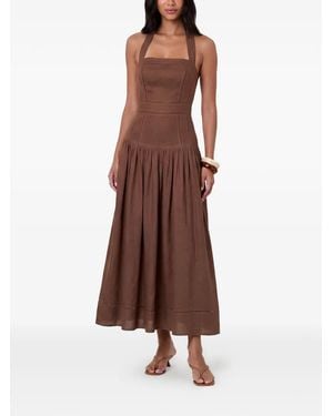 Nicholas Halterneck Gathered Midi Dress - Brown