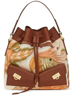 Ferragamo Borsa A Secchiello Con Tasche - Marrone