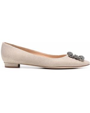 Manolo Blahnik Hangisi Ballerina Shoes - Brown