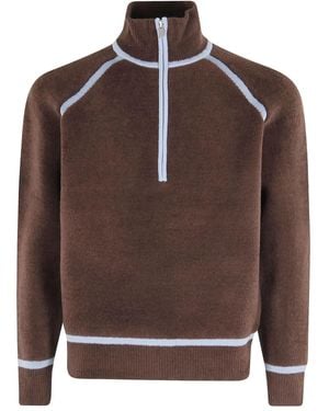 Drole de Monsieur Le Camionneur Half-zip Jumper - Brown