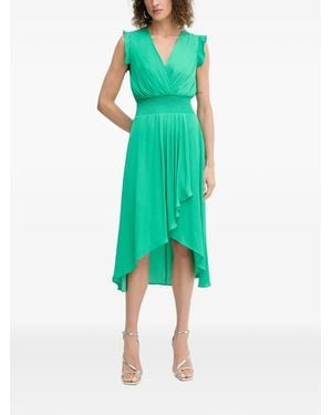 Morgan Ruffled-Sleeve Smocked-Waist Dress - Green