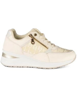 Laura Biagiotti Logo-Pattern Wedge Sneakers - White