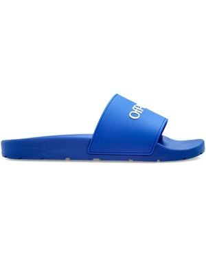 Off-White c/o Virgil Abloh Logo-Debossed Slides - Blue