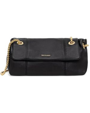 Trussardi Logo-Stamp Chain-Link Shoulder Bag - Black