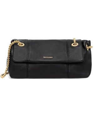 Trussardi Logo-Stamp Chain-Link Shoulder Bag - Black