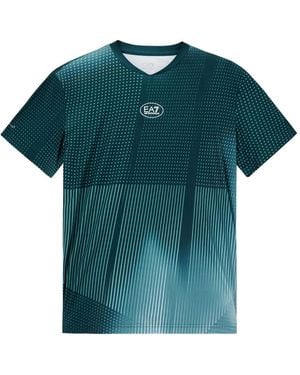 EA7 V-Neck Logo-Detail T-Shirt - Green