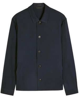 Sunspel Buttoned Shirt Jacket - Blue