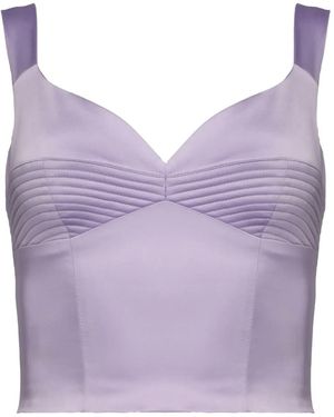 Murmur Haze Stitching-Detail Top - Purple