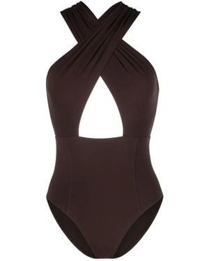 Ulla Johnson Costume Intero Keiran Con Scollo Profondo - Marrone