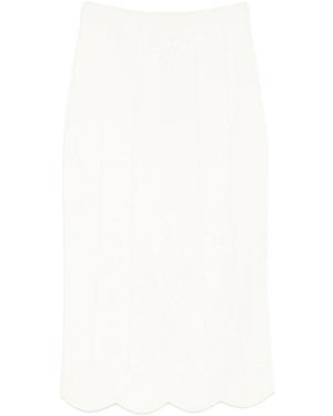 Twinset Scalloped Pencil Skirt - White