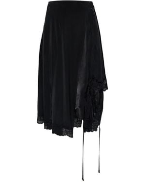 Vetements Lace-Trim Asymmetric Skirt - Black