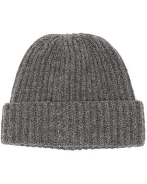 Zanone Ribbed-Knit Beanie Hat - Grey