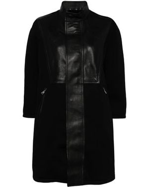 Neil Barrett Faux Leather-Trimmed Coat - Black