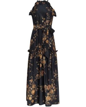 Marie Oliver Keenan Ruffled Floral Maxi Dress - Black