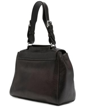 Orciani Sveva Foldover-Top Grained-Leather Tote Bag - Black