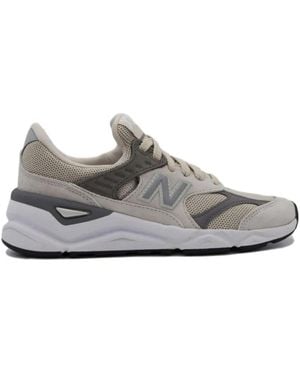 New Balance X90 Paneled Lace-Up Sneakers - Gray