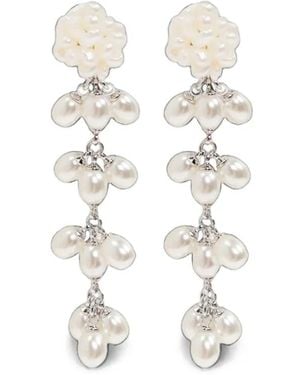 Self-Portrait Cluster Drop Earrings - White