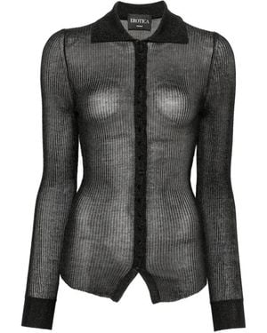 Dondup Chemise En Maille Nervurée À Manches Longues - Gris