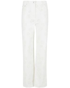 Semicouture Belt-Loop Broderie Pants - White