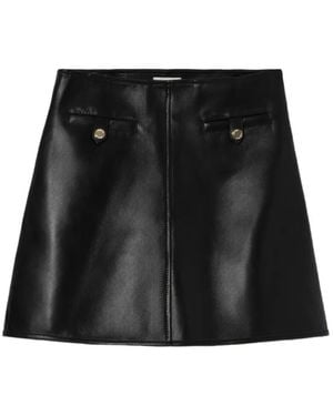 Claudie Pierlot A-Line Leather Skirt - Black