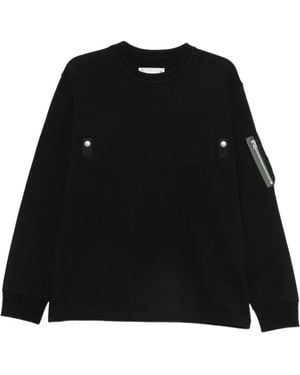 Sacai Langärmeliger Pullover Mit Reißverschlusstasche - Schwarz