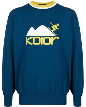 Kolor Intarsia-Knit Logo Jumper - Blue