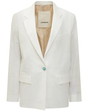 A PAPER KID Stone Button Linen Jacket - White