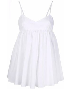 Aspesi Spaghetti-Strap Peplum Top - White