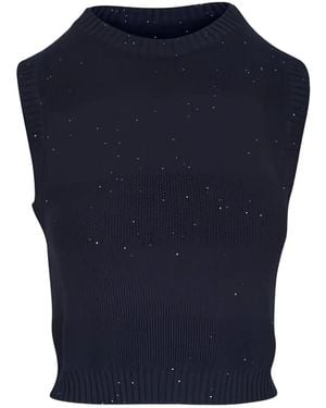 Brunello Cucinelli Sleeveless Knit Tank Top - Blue