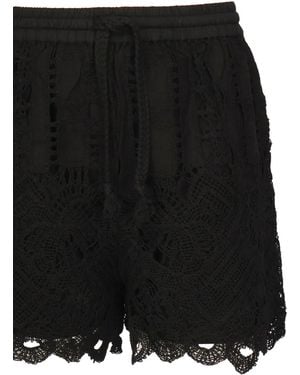 Pinko Lace Scalloped-hem Shorts - Black