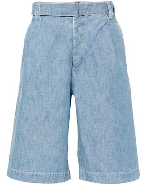 KENZO Pleat-Detail Denim Shorts - Blue