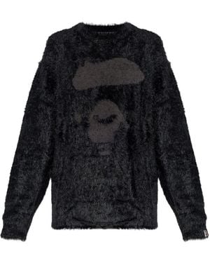 A Bathing Ape Ape Motif Knitted Jumper - Black