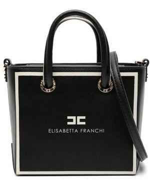 Elisabetta Franchi Mini 24/7 Logo-Print Tote Bag - Black