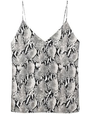 Anine Bing Ellen Python Print Lace Top - Grey