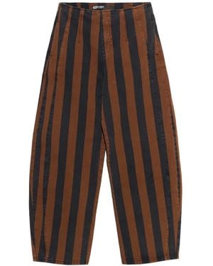 Bimba Y Lola Gestreifte Barrel-Jeans Mit Schnalle - Weiß