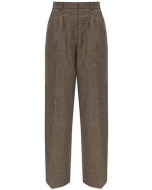 Officine Generale Pleated Wide-Leg Pants - Gray