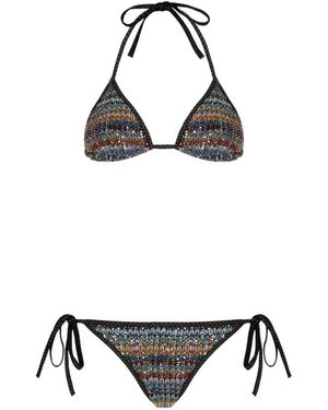 Missoni Bikini En Maille Zig-Zag À Sequins - Blanc