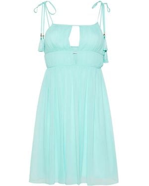Patrizia Pepe Plissé Crepe Mini Dress - Blue