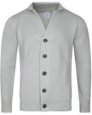 Eleventy Button-Up Wool Cardigan - Gray