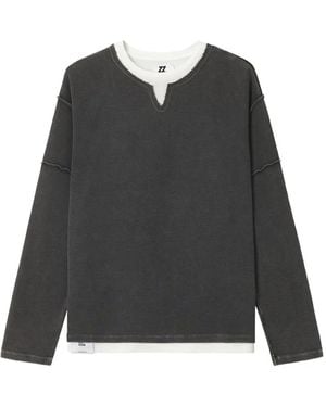 Izzue Layered Raw-Edge Sweatshirt - Black