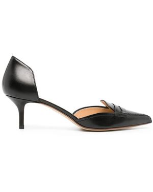 Francesco Russo D'Orsay 55Mm Penny Leather Court Shoes - Black