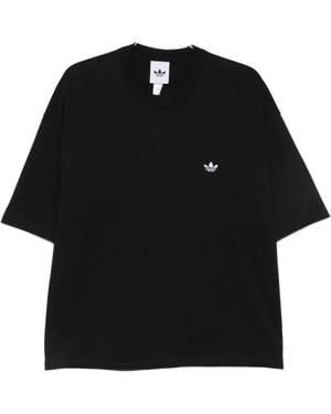 adidas Logo-Embroidered T-Shirt - Black
