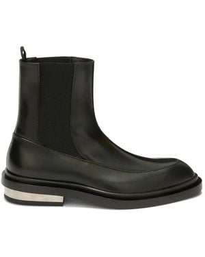 Jil Sander Leather Slip-On Almond-Toe Ankle Boots - Black