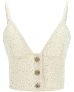 Alessandra Rich V-Neck Tank Top - White