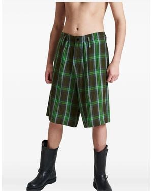 3MAN Check-Pattern Shorts - Green