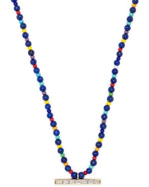 Luis Morais Collar en oro amarillo de 14 ct con diamante y cuentas - Azul