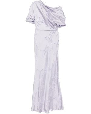 Amsale Floral-Jacquard Dress - White